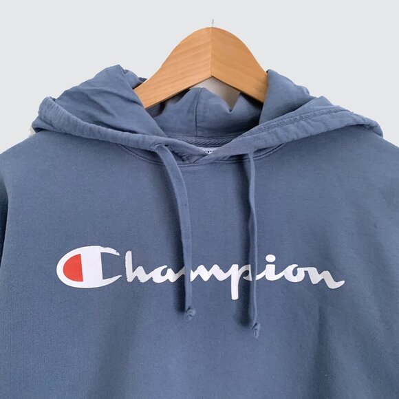 Vintage Champion Long Sleeve Blue Hoodie - Picture 2 of 8